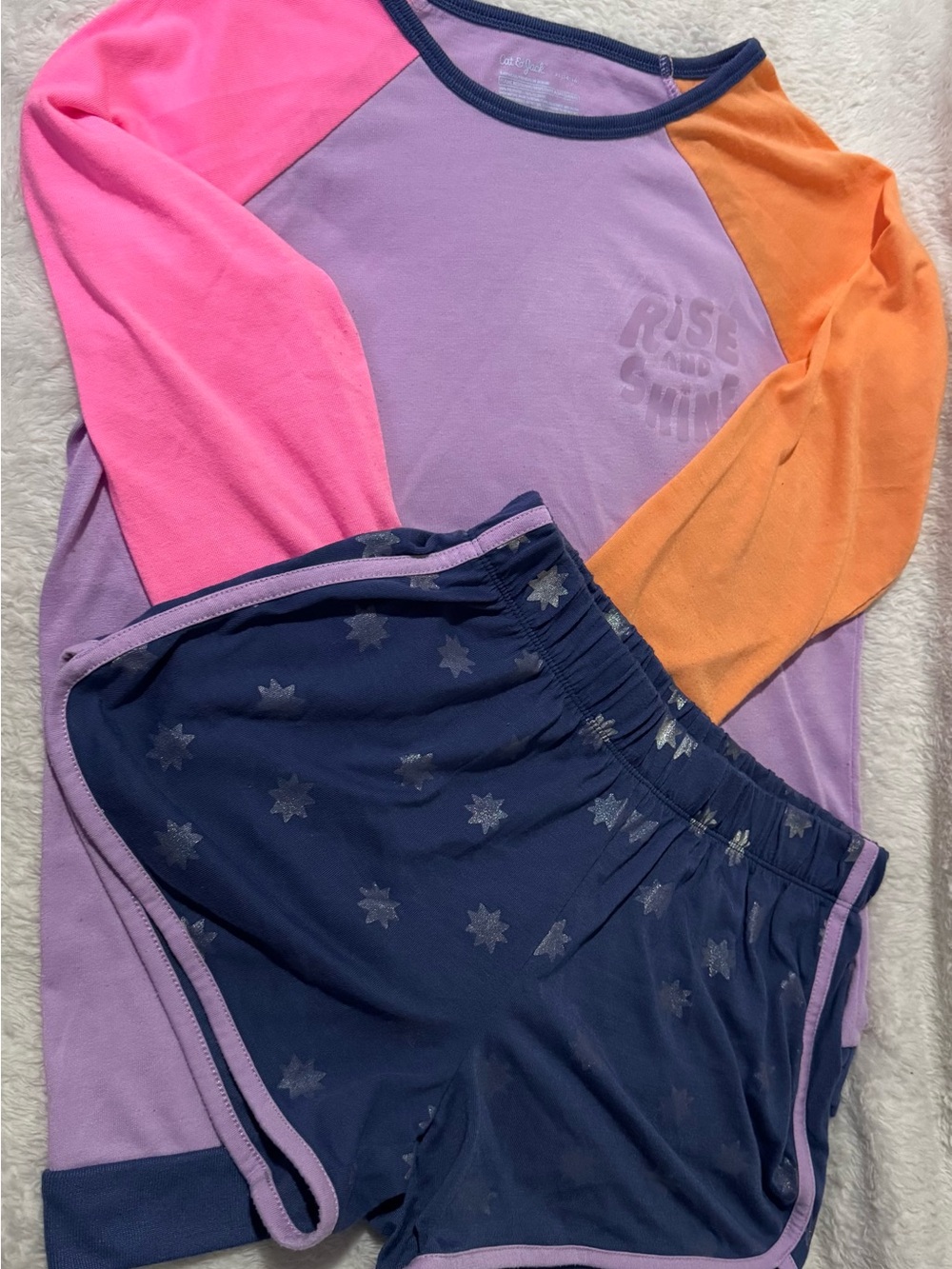 Cat & Jack Kids 2-Piece Pajama Set in Lavender, Pink, Orange & Navy